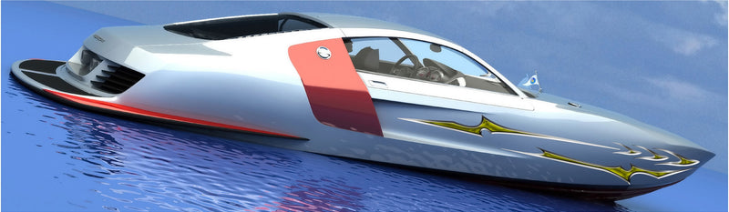 slicer vinyl decal on side of speed boat